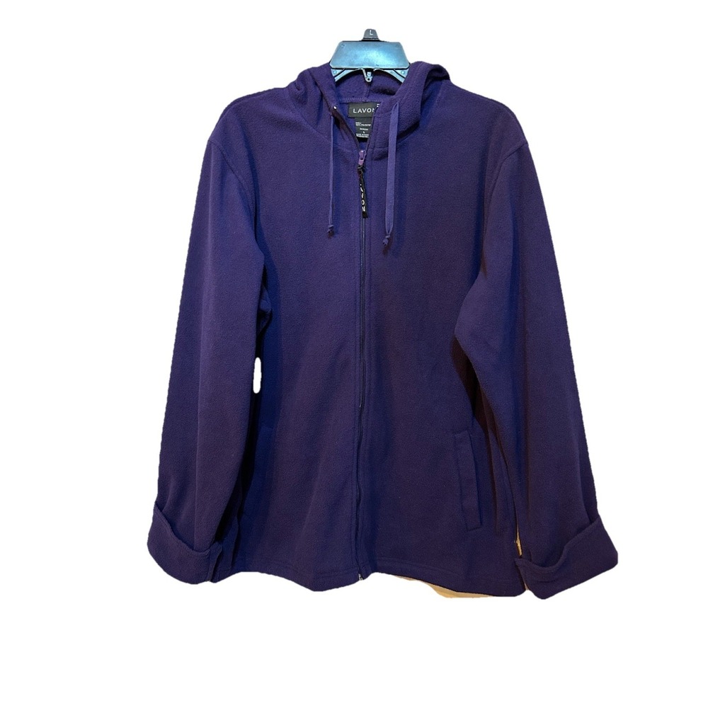 Lavon Hoodie Women's Large Plum Pockets 100% Polyester Fleece Full Zip NWT